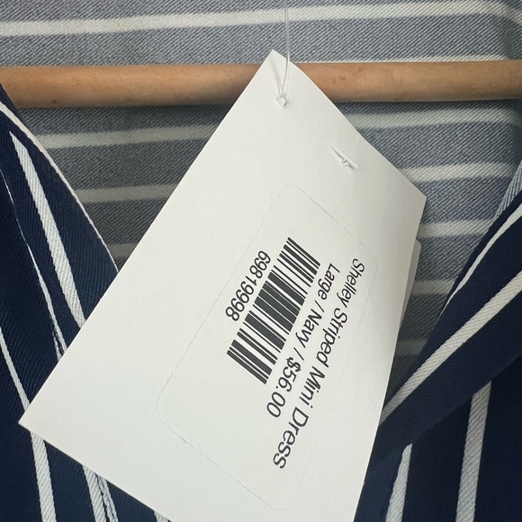 She + Sky Navy and White Striped Mini Dress- NWT - Picture 6 of 10